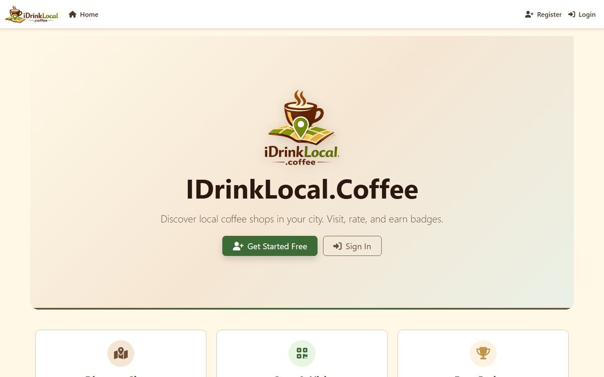 iDrinkLocal.Coffee homepage