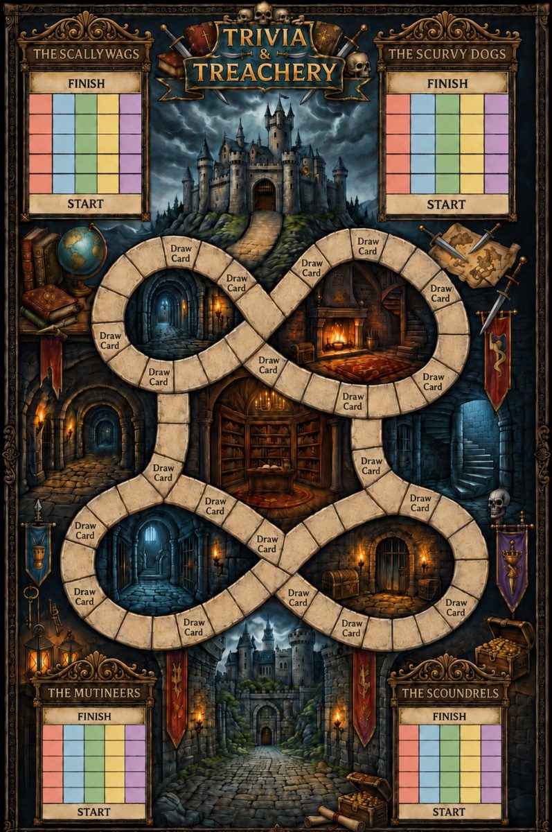 Trivia & Treachery game board art