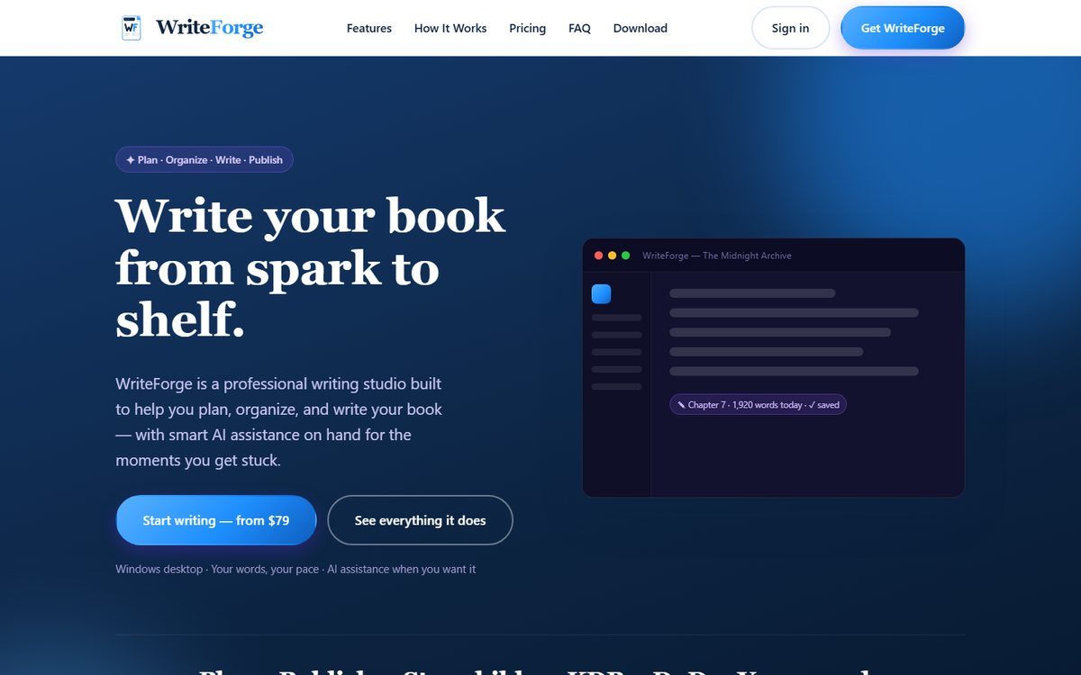 WriteForge chapter editor